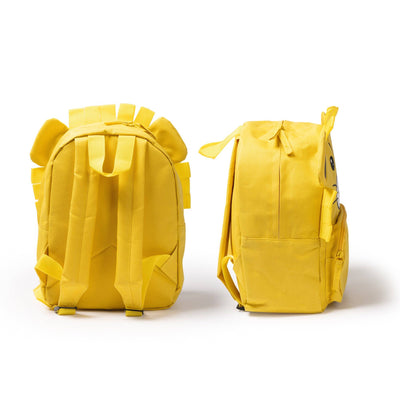 Zainetto animale bambino giallo con schienale imbottito e spallacci regolabili. Design divertente ideale per la scuola materna.