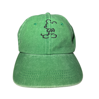 Berretto vintage cotone verde con ricamo nero personbaoalizzato, cappello a 6 sezioni regolabile con velcro, stile retrò per look casual.