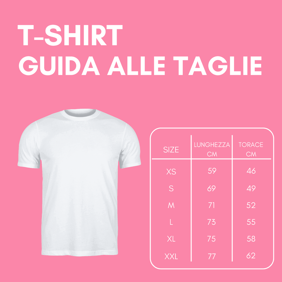Guida alle taglie T-shirt personalizzabili con foto a colori