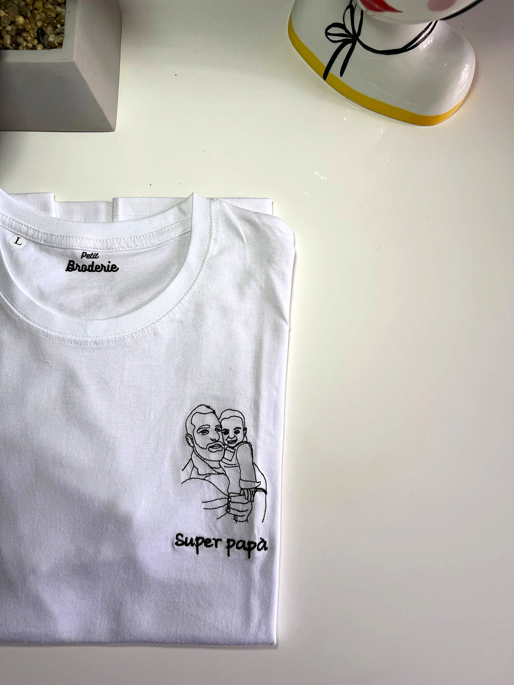 T-shirt personalizzata con foto stilizzata e scritta Super papà