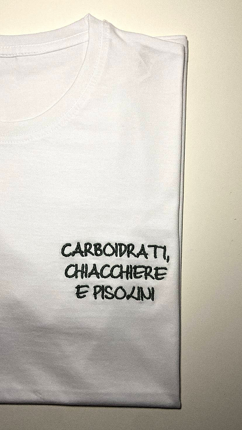 T-shirt  personalizzabile in cotone bianco 190gr con scritta ricamata &