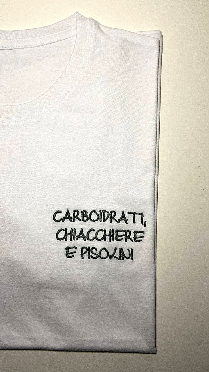 T-shirt  personalizzabile in cotone bianco 190gr con scritta ricamata &