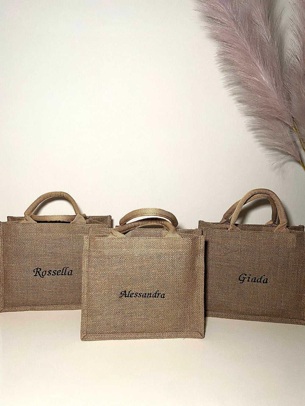 Borsa in juta Small personalizzata con ricamo, vista 1