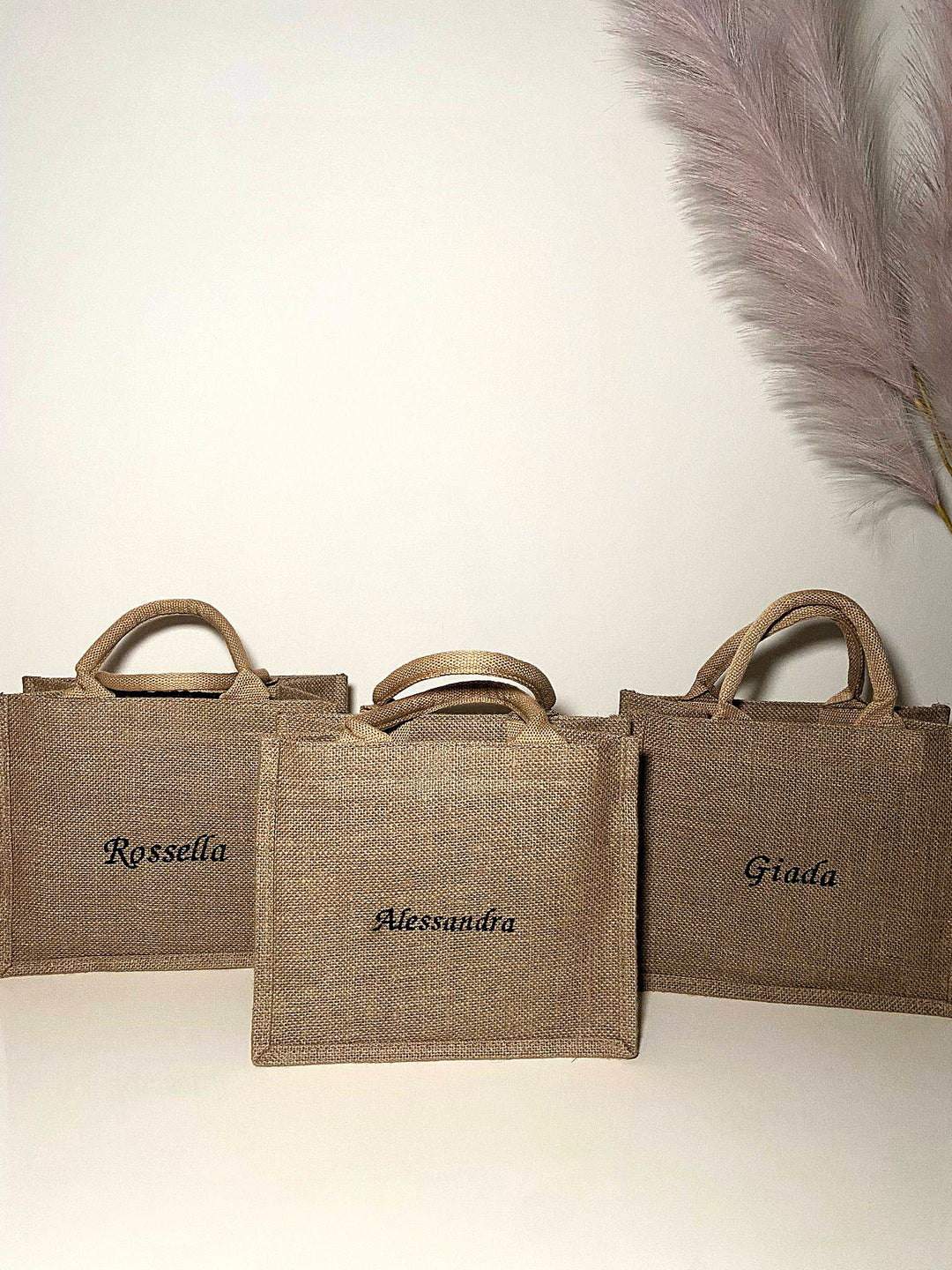 Borsa in juta Small personalizzata con ricamo, vista 1