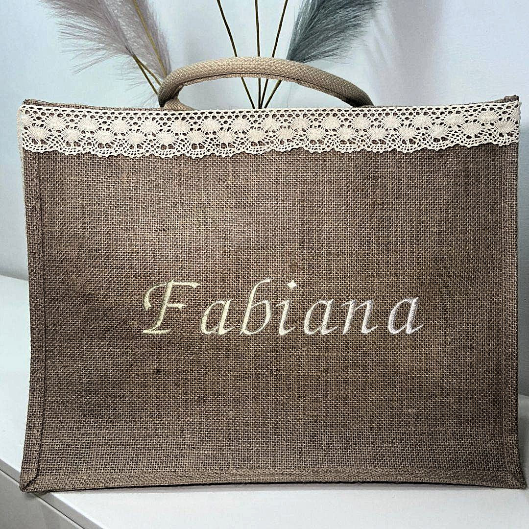 Borsa in juta Big con passamaneria personalizzata, vista 2