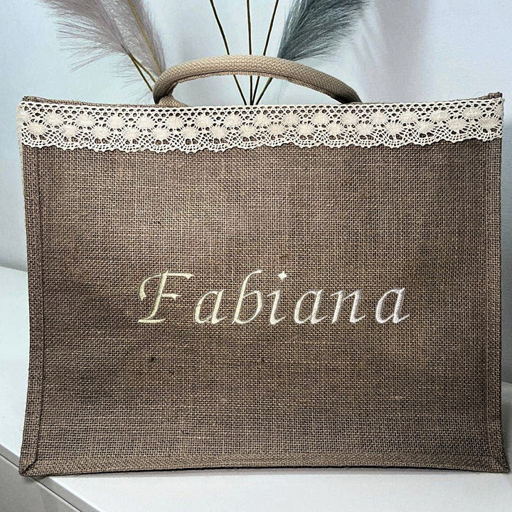 Borsa in juta Big con passamaneria personalizzata, vista 2