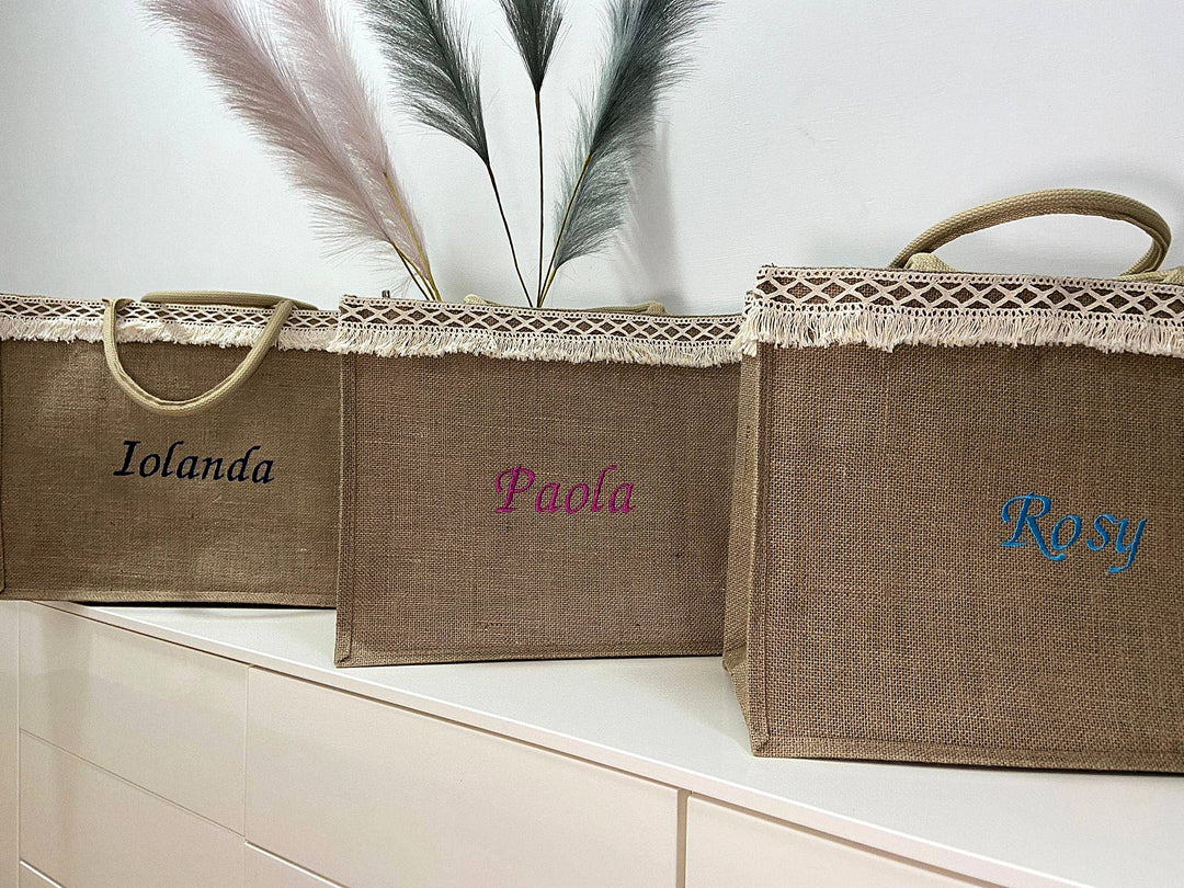 Borsa in juta Big con passamaneria, vista d&