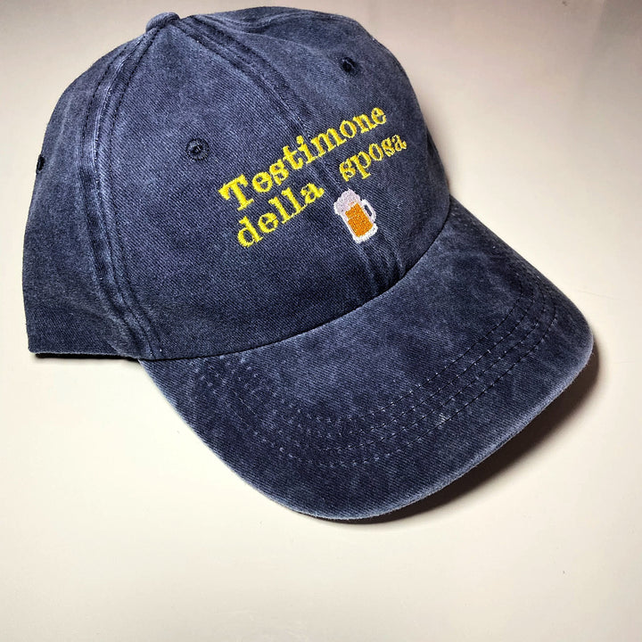 Cappello ricamato in cotone effetto vintage personalizzato, dettaglio ricamo